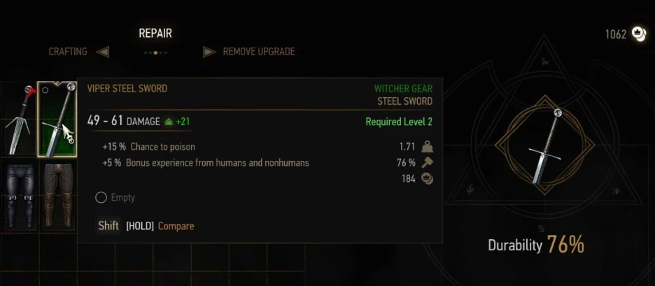 Guía de mejores armas y armaduras de The Witcher 3 9